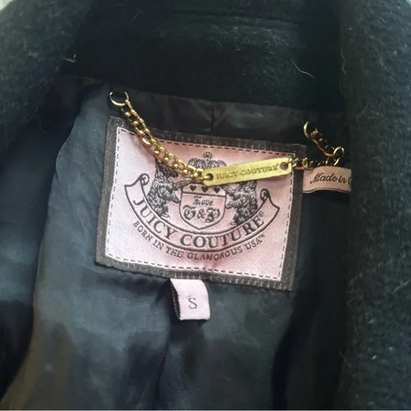 Juicy Couture Black wool Coat with Gold button Accent - Picture 2 of 12